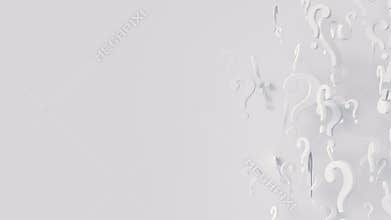 Rotating white question mark loop. Abstract geometric animation render. Seamless video with blank space