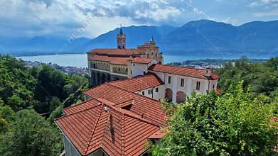 Switzerland travel and landmarks. Locarno town.church Sacro Monte Madonna del Sasso