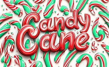 Swirl brush set for Christmas holidays. Hard candy letters and winter borders sample. Elements isolated for design on