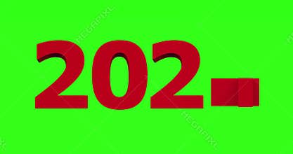 Number 2024 changes to 2025, standing up 3d models with chroma key background. 3d animation in 4k resolution