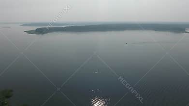 Aerial panorama view on Nilo-Stolobensky monastery