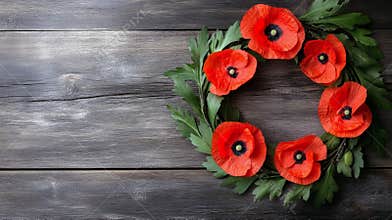 Blank area surrounding a single poppy wreath for custom Armistice text.