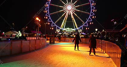 Berlin, Germany - People visiting the Xmas fair at Alexanderplatz in Berlin (Germany)