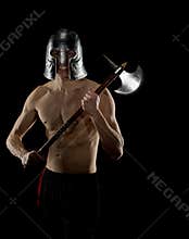 Strong warrior with battle axe