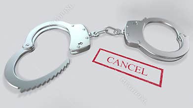 Cancel Word and Handcuffs 3D Animation