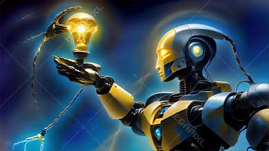 Enlightened Automaton Contemplating a Lightbulb