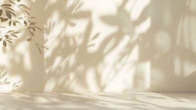 Generative AI Minimalistic abstract gentle light beige background for product presentation with light andand intri