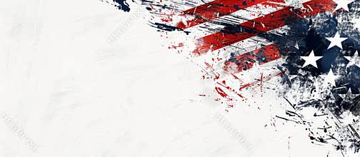 Stylized USA flag on white background with copy space for text. Patriotic background for Independence Day, July 4th