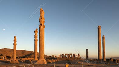Sunset of Persepolis ruins,Shiraz Iran