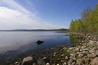 The rocky coast of Valaam Island to the horizon
