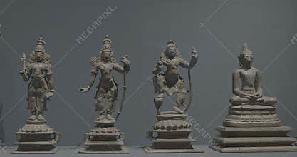 Old Ancient Bronze Figurines Of Indian Deities And Avatars. 10-19th Century Ce. Ungraded C LOG 2 Rama Avatara, Krishna