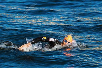 STOCKHOLM - AUG, 25: Warm up swimming by Aurelien Raphael (FRA)