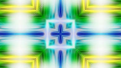 Square corners converging to center and moving.