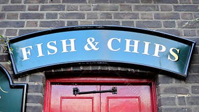Fish and Chips sign in London, England