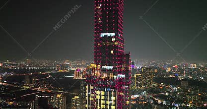 Aerial view of Ho Chi Minh City skyline and skyscrapers in center of heart business at Ho Chi Minh City downtown