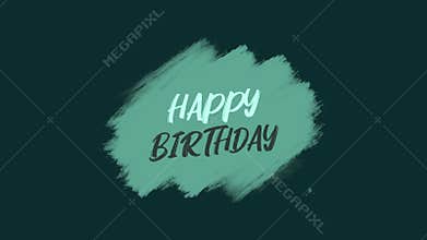 Blue ink cursive birthday message on dark background with colorful lines