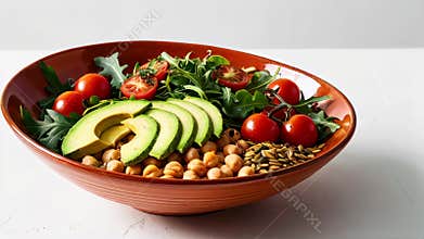 Healthy Salad Bowl with Avocado and Chickpeas