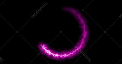 violet pink, purple ring of fire flame appears on black background, concept of magic and