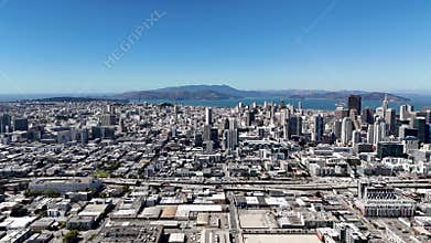 Wide Panoramic Aerial View of Downtown San Francisco