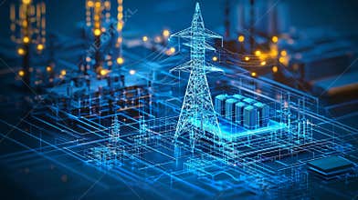 Cybersecure smart grid with secure data transmission between power plants, substations, and smart meters.