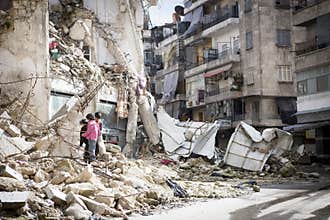 Destroyed building Aleppo.
