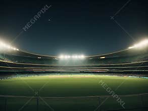 Stadium of cricket night, Sport building professional background, ai generated