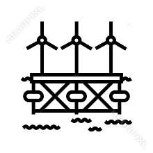 floating wave platform line icon vector illustration