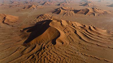 Dune _Sky Flying over curve shaped sand dunes during hot summer weather