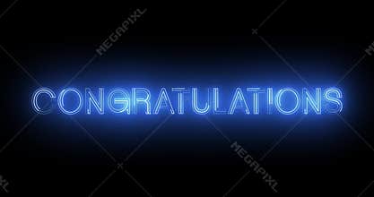 Congratulations neon lettering typography celebration wishes motion loop.
