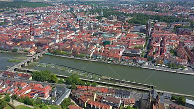 Würzburg - Marienberg Fortress. Panorama of Bavaria, Germany and Europe from above.
