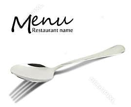Restaurant menu design. Spoon with fork shadow