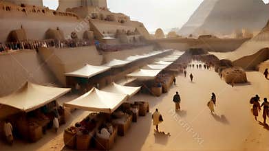 Bustling Desert Marketplace Scene