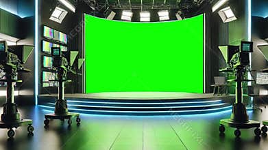 Virtual newsroom with green screen