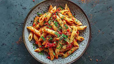 Delicious Penne Pasta With Tomato Sauce And Herbs