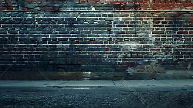 Generative AI street wall background Industrial background empty grunge urban street with warehouse brick wall bus