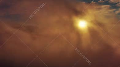 Aerial view of orange fluffy cloud in sky