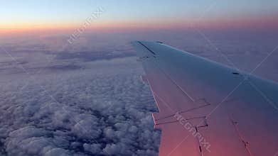 Flying on jet plane time lapse