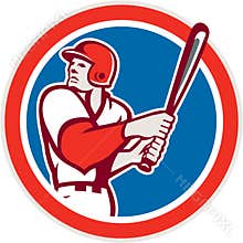 American Baseball Player Batter Hitter Circle Retro
