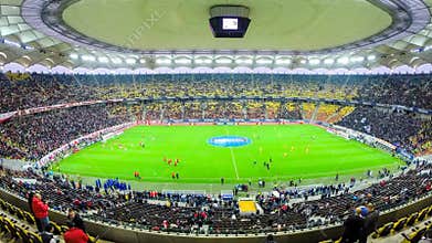 Time lapse of a stadium seats filling up with people