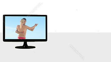 Animated TV screens showing couples