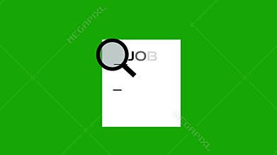 Job Search Icon Animation with White Paper on Green Screen Background