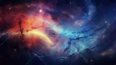 colorful outer space with shiny stars and nebulas, colourful cosmos with galaxies and constellations background