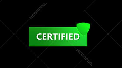 Verified premium seal animation. Professional green badge for technology and social media. Certified approved seal animation.