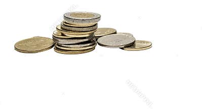 Money and finance concept with coin stack isolated on white