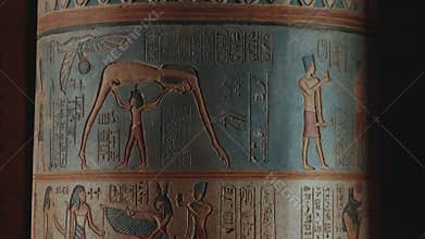 Ancient Egyptian Hieroglyphics Carvings on a Pillar