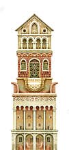 Fairy-tale tower isolated on white. Watercolour graphic artwork