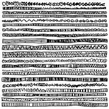 Assortment of lines. Modern hand-drawn borders. Vintage doodle underlines. Cartoon pattern element. Grunge frame set