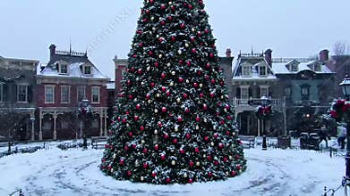 Christmas Tree Town Square Winter Scene