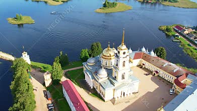 Nilo-Stolobenskaya desert on Lake Siliger drone shooting