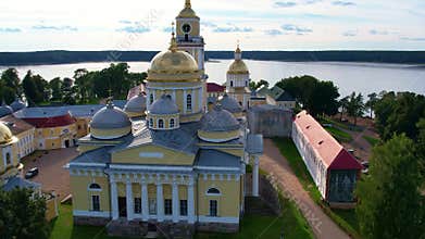 Nilo-Stolobenskaya desert on Lake Siliger drone shooting